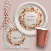 Assiettes En Carton Mariage d'herbe bohème naturel moderne