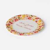 Assiettes En Carton Mariage d'hibiscus tropicaux d'Orange brulé (Angle)