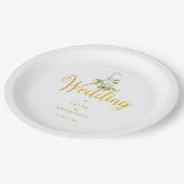 Assiettes En Carton Mariage d'hiver Elégant script or Mistletoe (Angle)