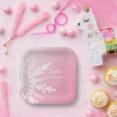 Assiettes En Carton Mariage d'hiver Pink Snowflake (Fête)