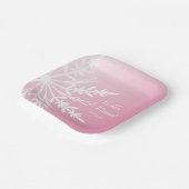 Assiettes En Carton Mariage d'hiver Pink Snowflake (Angulaire)