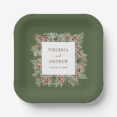 Assiettes En Carton Mariage d'hiver vert (Recto)