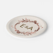 Assiettes En Carton Mariage d'huile d'or Rose Monogramme (Angle)