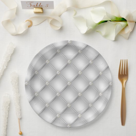 Assiettes En Carton Mariage Diamond Glam Argent (Mariage)