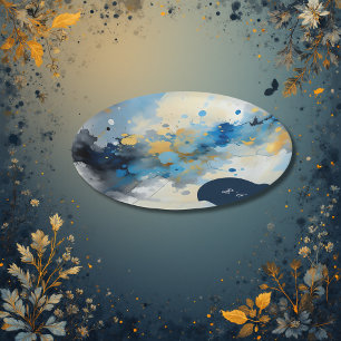 Assiettes En Carton mariage d'illustration Abstrait Blue & Gold Ink