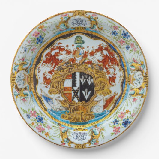 Assiettes En Carton Mariage Dîner De Repas Raffiné Armoiries (Devant)