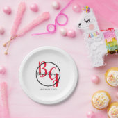 Assiettes En Carton Mariage d'initiales personnalisées simples (Fête)