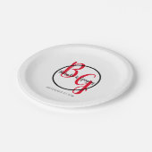 Assiettes En Carton Mariage d'initiales personnalisées simples (Angle)