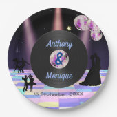 Assiettes En Carton Mariage Disco personnalisable (Devant)