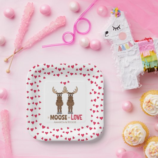 Assiettes En Carton Mariage Drôle Fête Mignon Capricieux Orignal Cœurs (Fête)