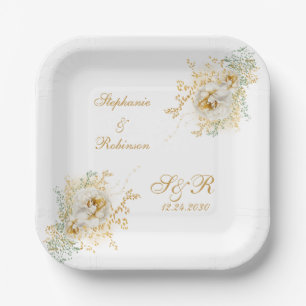 Assiettes En Carton Mariage du logo de la Florale d'or