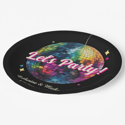 Assiettes En Carton Mariage du Party Disco Ball Sparkle Glam des année (Angle)