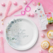 Assiettes En Carton Mariage | Dusty Blue Over the Moon in Love (Fête)