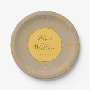 Assiettes En Carton Mariage élégant à la broche jaune épicée de moutar