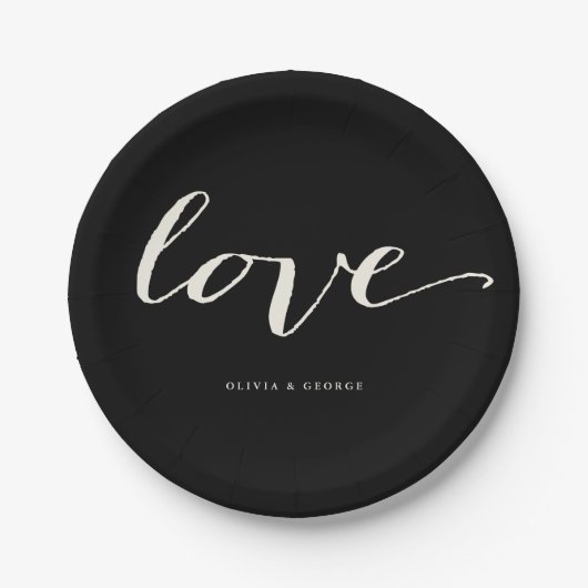 Assiettes En Carton Mariage élégant de calligraphie de manuscrit (Devant)