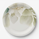 Assiettes En Carton Mariage élégant Feuillage Vert atténué (Devant)