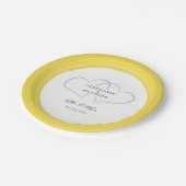 Assiettes En Carton Mariage élégant M & Mme Coeurs blancs jaunes (Angle)
