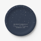 Assiettes En Carton Mariage Elegant Marine & Silver Falling Stars (Devant)