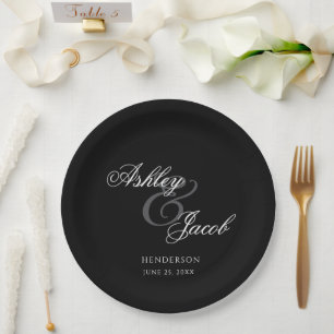 Assiettes En Carton Mariage Élégant Minimaliste Monsieur et Madame