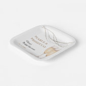 Assiettes En Carton Mariage Élégant Moderne Perles & Prosecco (Angulaire)