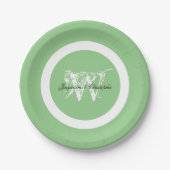 Assiettes En Carton Mariage Élégant Monogramme Nom Chic Pastel Vert (Devant)