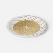 Assiettes en carton Mariage Élégant Or et Noir (Angle)