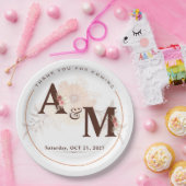 Assiettes En Carton Mariage élégant or monogrammé (Fête)