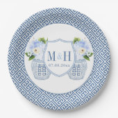 Assiettes En Carton Mariage Élégant Pot à Gingembre Monogramme Fête de (Devant)