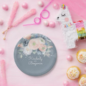 Assiettes En Carton Mariage élégant, Rose poussiéreux et bleu pâle (Fête)