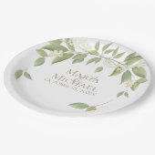 Assiettes En Carton Mariage Elégant Rustique Eucalyptus Botanique (Angle)