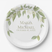 Assiettes En Carton Mariage Elégant Rustique Eucalyptus Botanique (Devant)