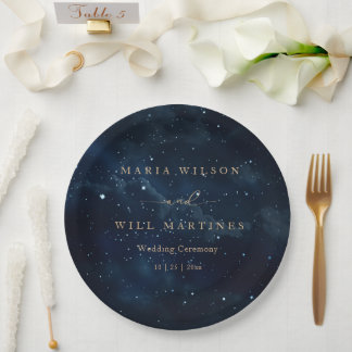 Assiettes En Carton Mariage élégant sous les étoiles Céleste