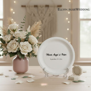 Assiettes En Carton Mariage Élégant Typographie Minimaliste