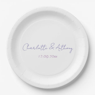 Assiettes En Carton Mariage Élégante calligraphie Noms et date créatif