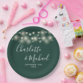 Assiettes En Carton Mariage Emerald Script de signature des voyants de (Fête)