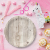 Assiettes En Carton Mariage en bois blanc crème (Fête)