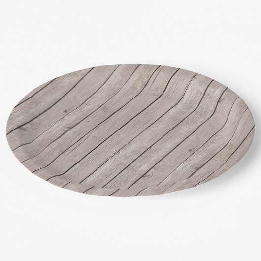 Assiettes En Carton Mariage en bois Brown rustique (Angle)