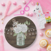 Assiettes En Carton Mariage en bois de pot de maçon de pays rustique (Fête)