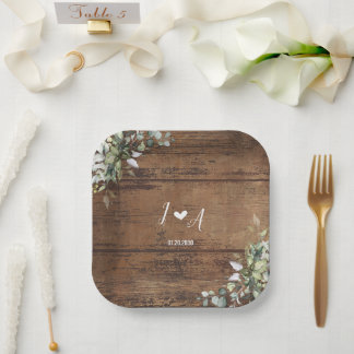 Assiettes En Carton Mariage en Bois Rustique