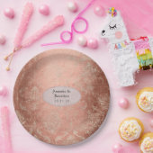 Assiettes En Carton Mariage en Damassé Shabby-Chic Or Rose (Fête)