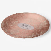 Assiettes En Carton Mariage en Damassé Shabby-Chic Or Rose (Angle)