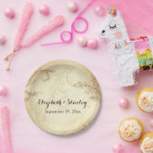 Assiettes En Carton mariage en feuille de parchemin beige et marron vi (Fête)