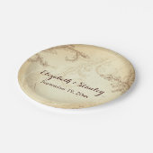 Assiettes En Carton mariage en feuille de parchemin beige et marron vi (Angle)