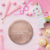 Assiettes En Carton Mariage en feuille d'or rose de luxe (Fête)