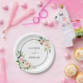 Assiettes En Carton Mariage en fleur rose (Fête)