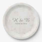 Assiettes En Carton Mariage en marbre doux beige (Devant)