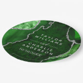 Assiettes En Carton Mariage en marbre vert et argenté (Angle)