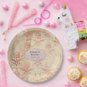 Assiettes En Carton Mariage en Rose Gold Damassé en Distress (Fête)