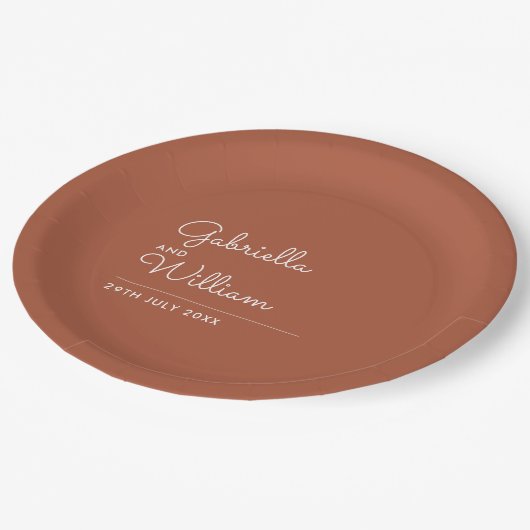 Assiettes En Carton Mariage en terre cuite simple et élégant (Angle)