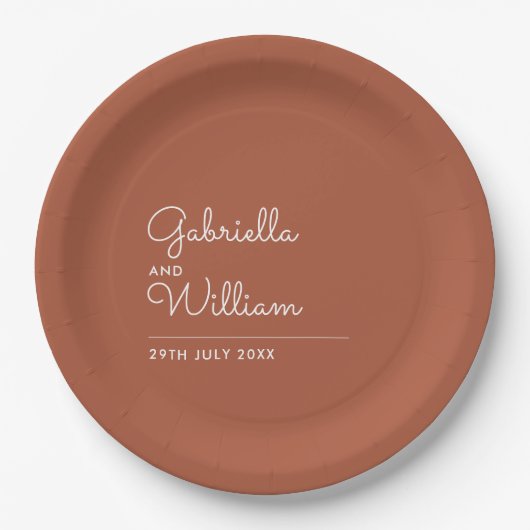 Assiettes En Carton Mariage en terre cuite simple et élégant (Devant)